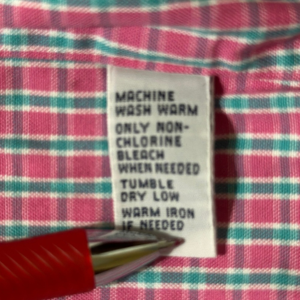 Ralph Lauren Button Up Shirt Men Pink Green Plaid Classic Fit Coastal 16.5 34/35 - Picture 6 of 6